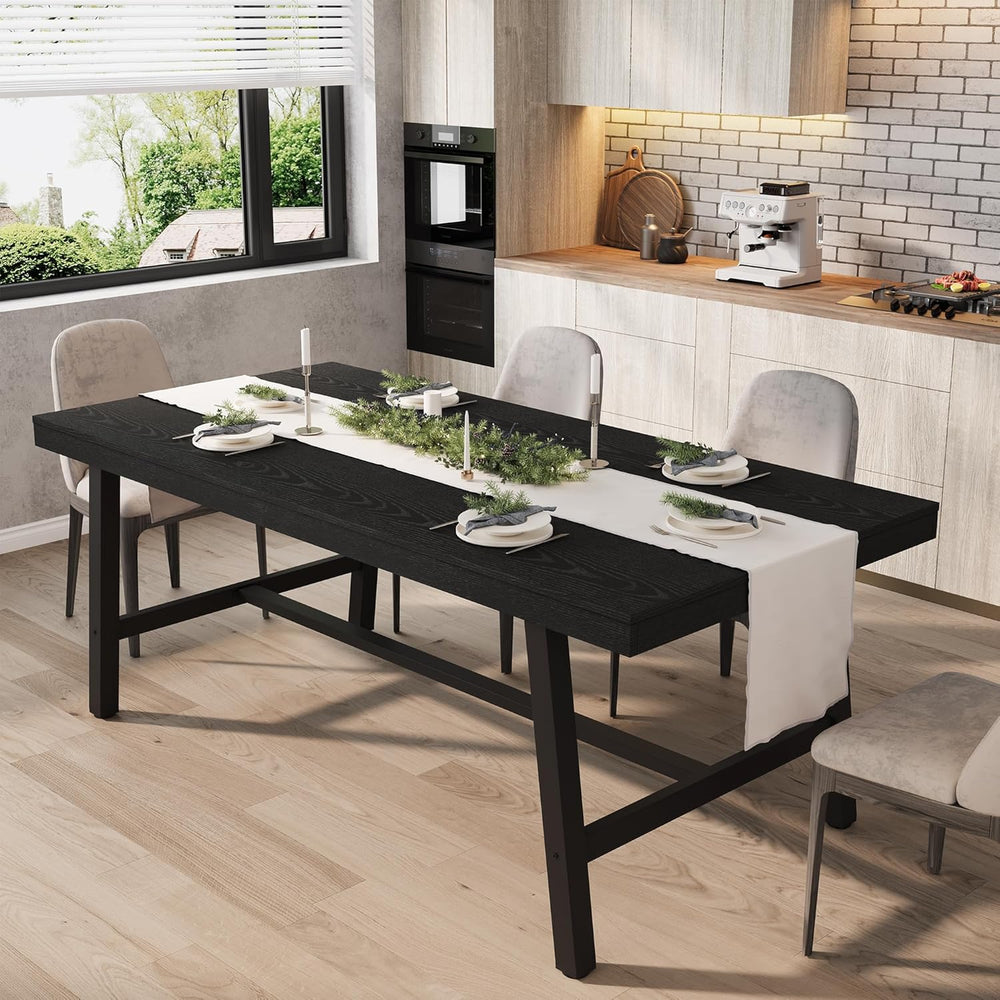 GarveeHome Industrial Dining Table for 6-8 People, 70.87" Long Large Kit...