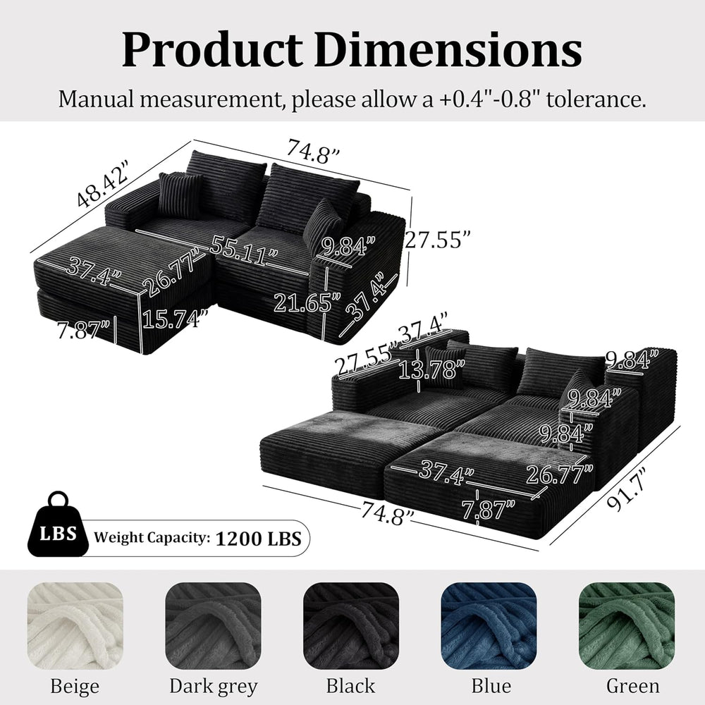 Cloud Modular Sectional Sofa, Comfy Couch with Non Slip Base, Modern L-Shaped...