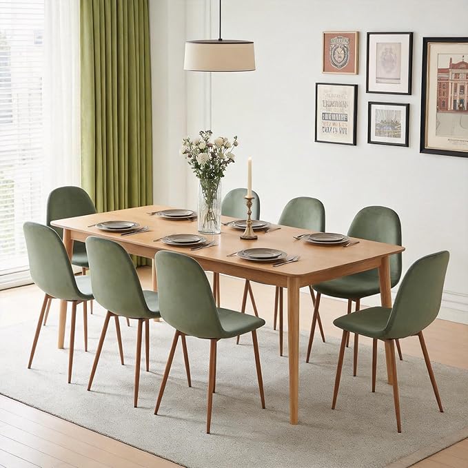 Velvet Dining Chairs Set of 4 - Modern Seating with Metal Legs for Living, Bedroom,Dining Room - Green Chairs for Dining Room, Chair Set for 4