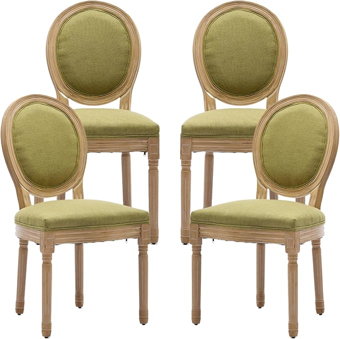 French Country Dining Chairs Set of 4, Olive Green Kitchen & Dining Room ...