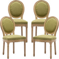 French Country Dining Chairs Set of 4, Olive Green Kitchen & Dining Room Chairs Set of 4, Linen Upholstered Dining Chairs, Wood Legs, Sillas De Comedor (Fabric, Olive, 4Pcs)