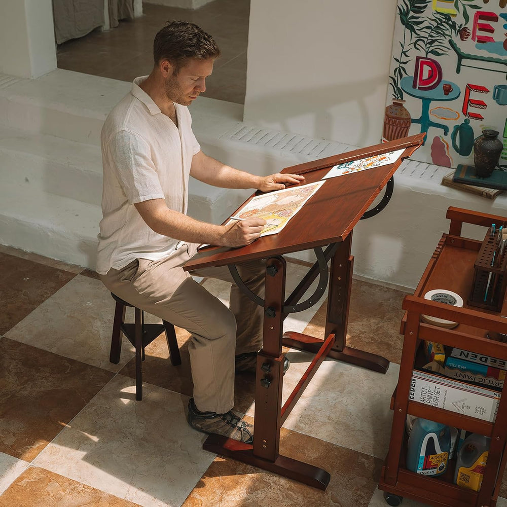 MEEDEN Vintage Wooden Drafting Table: 35.5" x 23.5" Artist Drawing ...