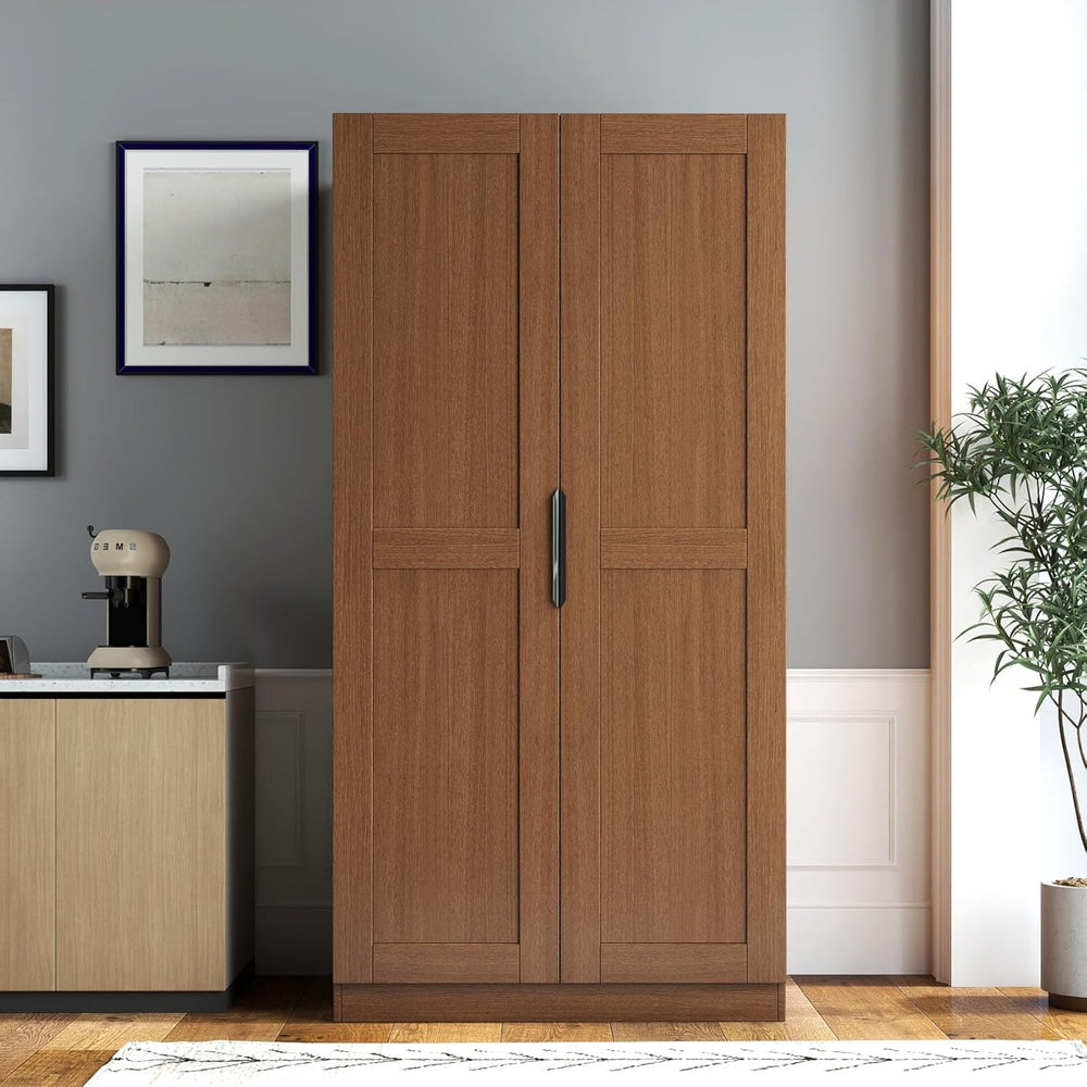 KEIKI 63" Tall Kitchen Pantry Storage Cabinet with Door-Side Rack & ...