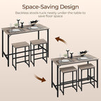 Yaheetech 3 Piece Dining Table Set, 47.5" Industrial Pub Table Set, Counter Height Kitchen Table with Bar Stools Set of 2, for Small Space, Apartment