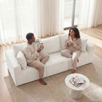 Homall Sectional Couches for Living Room, Modern Boneless Couch with Deep Seat, Upholstered Cloud Sofa, No Assembly Required (Beige, Three-Seater Sofa)