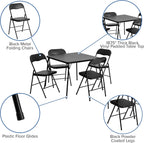 Flash Furniture Madison 5-Piece Folding Card Table and Chairs Set, Portable Event Table and Chairs Set, Black