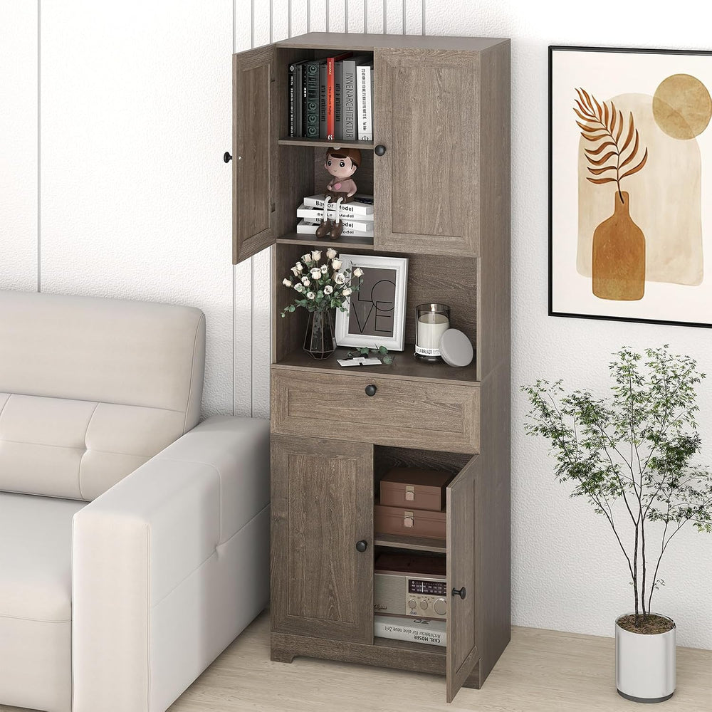 GOFLAME 67.5" Tall Pantry Cabinet, Freestanding Kitchen Pantry Cupboard ...