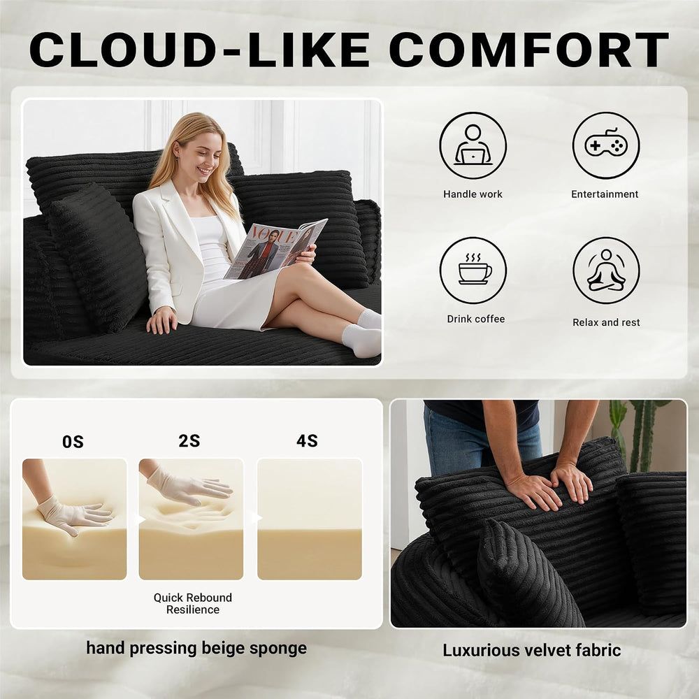 54-inch Oversized Round Chaise Longue Chair Indoor, Modern Upholstered Cordur...