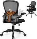 FelixKing Office Chair, Ergonomic Desk Chair with Wheels, Adjustable Lumbar Support & Height, 360° Swivel Mesh Computer Chair with Flip-up Arms (Black)