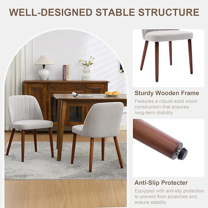 Wooden Dining Chairs Set of 6, Upholstered Kitchen Dining Room Chairs with Pa...
