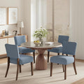 COLAMY Mid Century Modern Dining Chairs Set of 4, Upholstered Kitchen Chairs with Back, Farmhouse Fabric Side Dining Room Chairs with Wood Legs for Dining Room Kitchen Restaurant, Blue