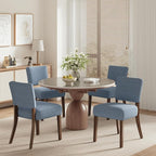 COLAMY Mid Century Modern Dining Chairs Set of 4, Upholstered Kitchen Chairs with Back, Farmhouse Fabric Side Dining Room Chairs with Wood Legs for Dining Room Kitchen Restaurant, Blue