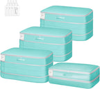 Comforter Storage Bag - Large Capacity Bedding Storage Bags Ultra Space Saving Self Compression Organizer, Washable Compression Bags for Storage Comforter Blanket Duvet Pillow, 4-Pack, Blue