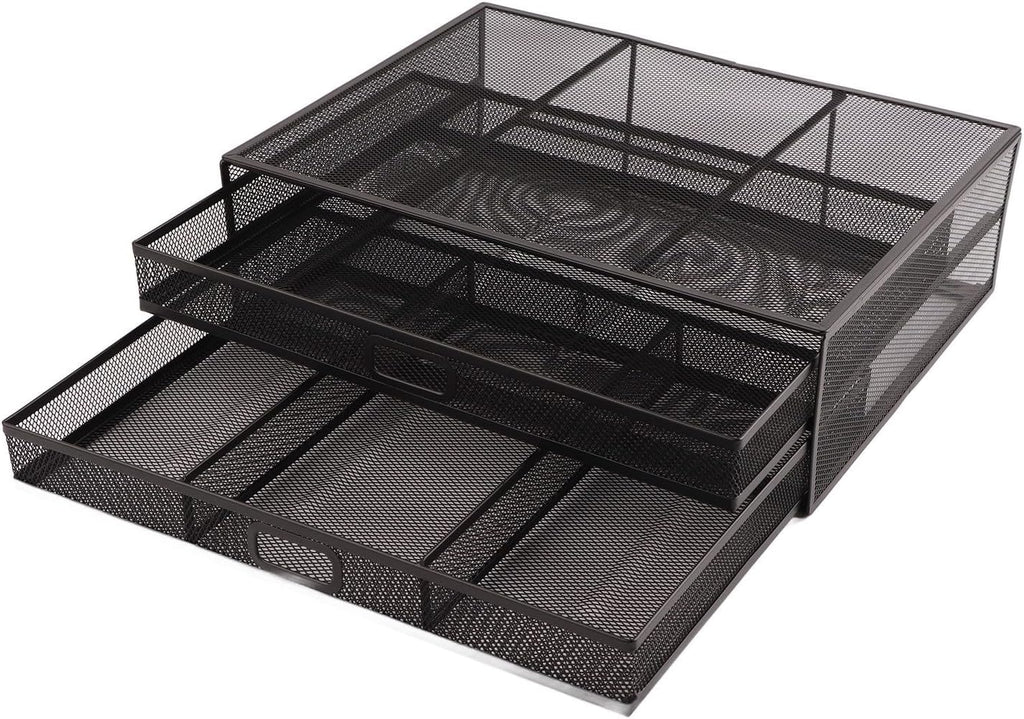Pilipane Monitor Stand Riser with Drawer Large Storage Space Anti Slip Rubber Pad Metal Mesh Monitor Riser for Office Household