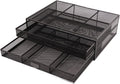 Pilipane Monitor Stand Riser with Drawer Large Storage Space Anti Slip Rubber Pad Metal Mesh Monitor Riser for Office Household