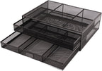 Pilipane Monitor Stand Riser with Drawer Large Storage Space Anti Slip Rubber Pad Metal Mesh Monitor Riser for Office Household