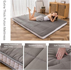 MAXYOYO Futon Mattress, Padded Japanese Floor Mattress Quilted Bed Mattress Topper, Extra Thick Folding Sleeping Pad Breathable Floor Lounger Guest Bed for Camping Couch, Dark Grey, Full
