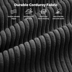 Vesgantti 97" Modular Sectional Sofa Black, L-Shaped Couch with Movable Ottoman, Comfy Corduroy Couch with Spring Cushion, Modular Sofa with Deep Seat for Living Room, Bedroom and Apartment
