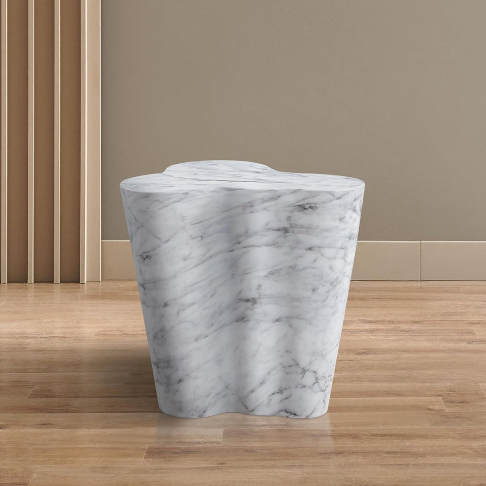 Meridian Furniture 99033White-ET Monza Collection Art Deco Marble Finish Indo...