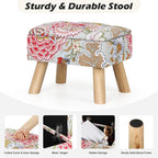 ETELI Small Foot Stool Ottoman with Storage Versatile Square Storage Ottoman Boho Foot Rest with Sturdy Wood Legs Floral Footstools and Ottomans for Living Room Bedroom and Enterway