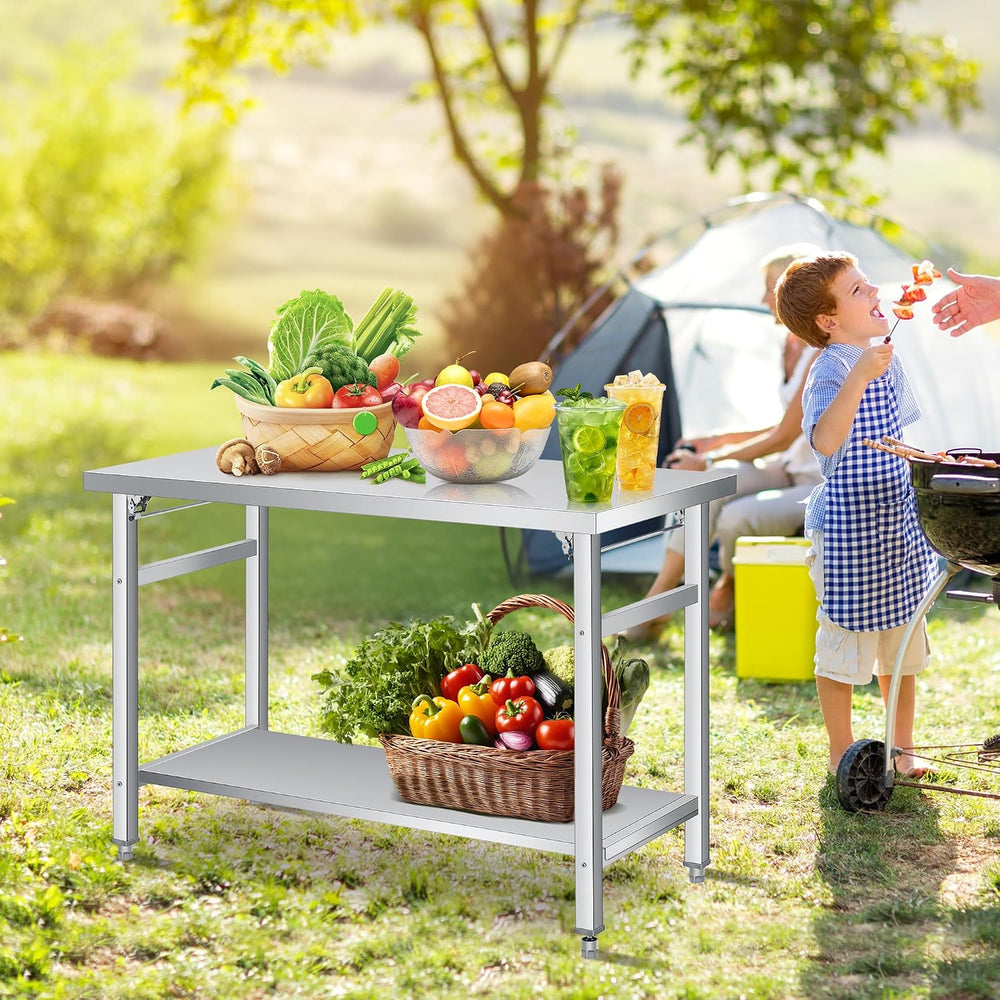 48" x 24" Stainless Steel Folding Table - 920 LBS Commercial Foldab...