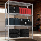 4 Tiers Shelf Metal Storage Shelves 2640 lbs Steel Storage Shelving Utility Shelving Unit Steel Organizer Wire Rack for Home,Kitchen,Office,Garage Chrome 17.7" D x 47.2" W x 70.3" H