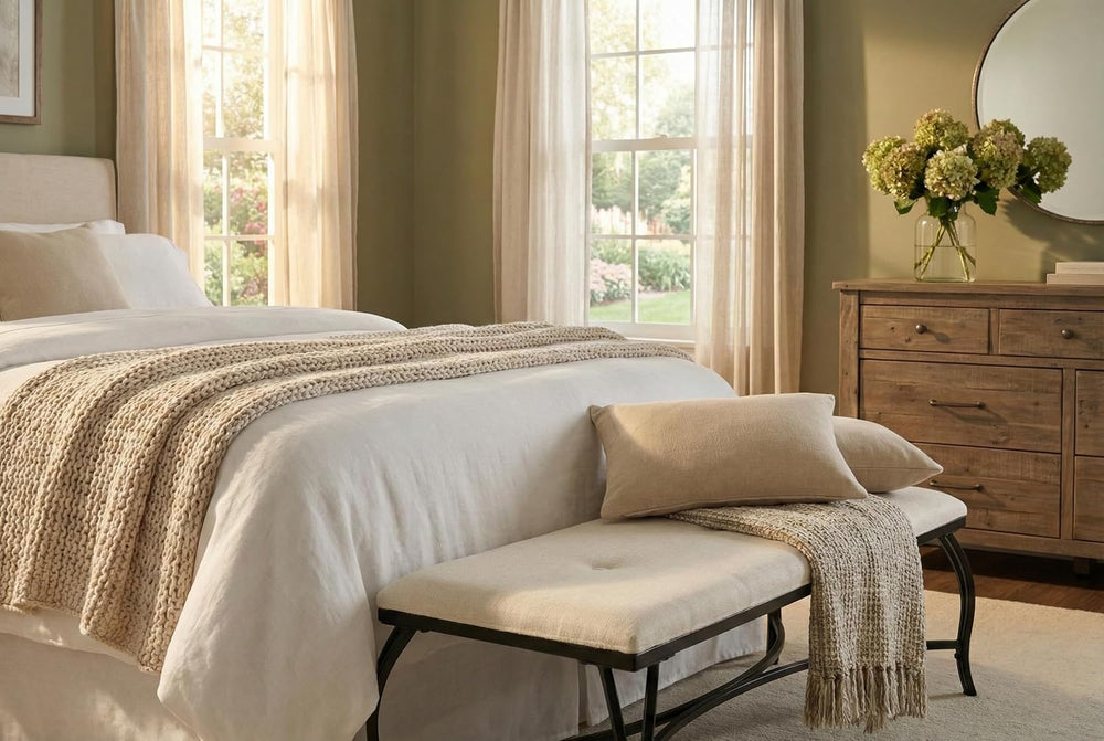 Mango Steam Vienna White Bench - Entryway Bench - Powder Coated, Upholstered,...