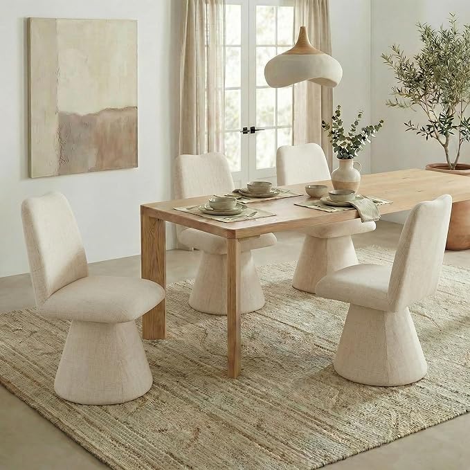 Swivel Dining Chairs Set of 2, Modern Upholstered Dining Chair Mid Century Ki...