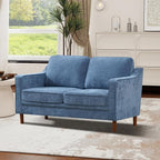Kingfun 56" Chenille Sofa, Loveseat Couch, Mid Century Modern Love Seat Couches with Solid Wood Frame for Living Room & Bedroom, Light Blue