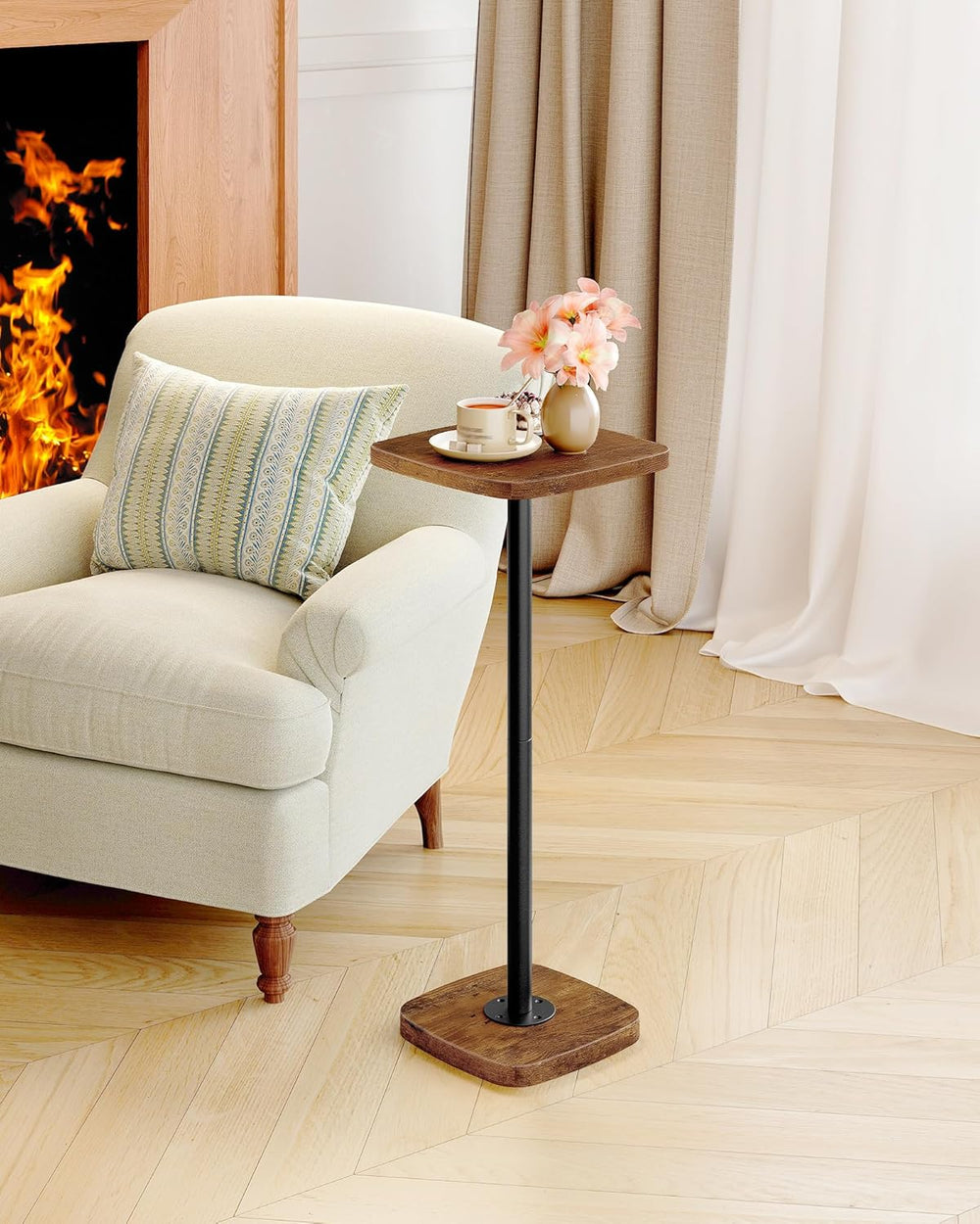 CHOEZON Small Drink Table, Square Side Table for Small Spaces, Martini Table ...