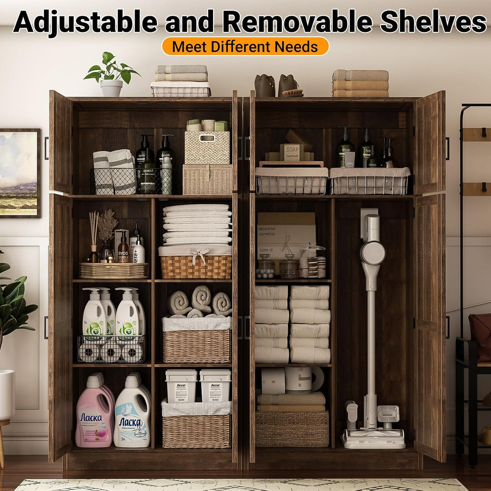 Unikito 71” Kitchen Pantry Storage Cabinet with Adjustable Shelves, 2 Pack | ...