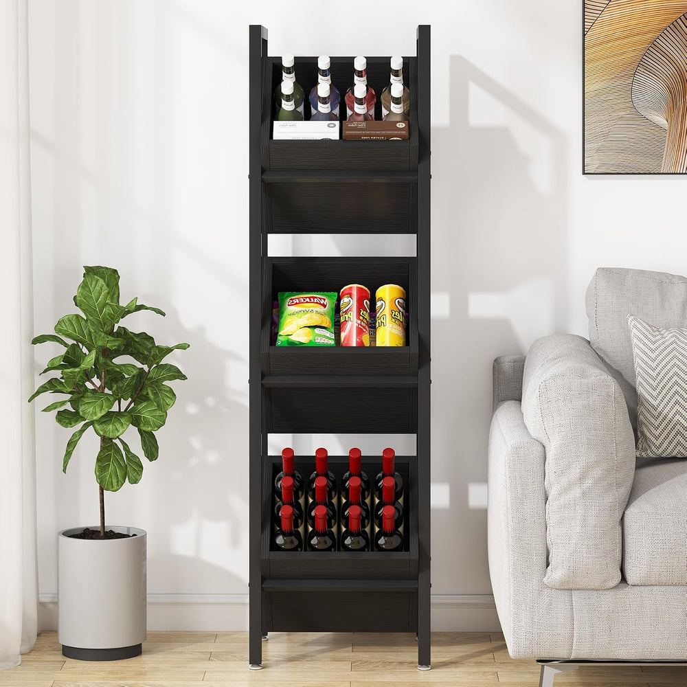 Tribesigns Wine Rack Freestanding Floor, 3 Tier Wooden Wine Storage Stand, Wo...
