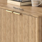 63" Oak Buffet Cabinet with Storage, Large Fluted Sideboard with Adjustable Shelves, Accent Credenza for Living Room, Entryway, Dining Room, Kitchen, Coffee Bar Table with Doors