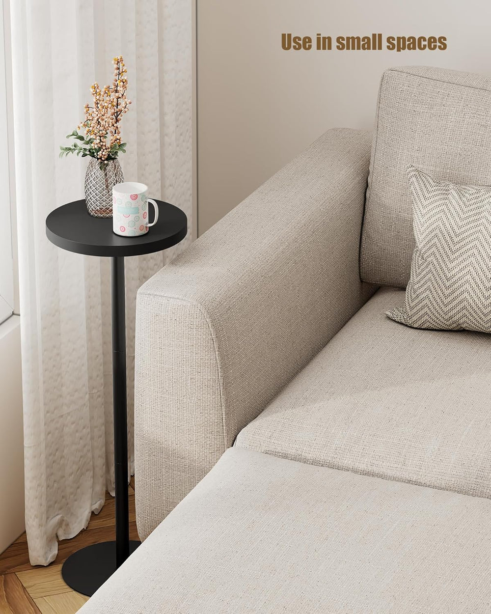 TUTOTAK Tall Round Side Table, Small End Table, Beside Table, Drink Table, Pe...