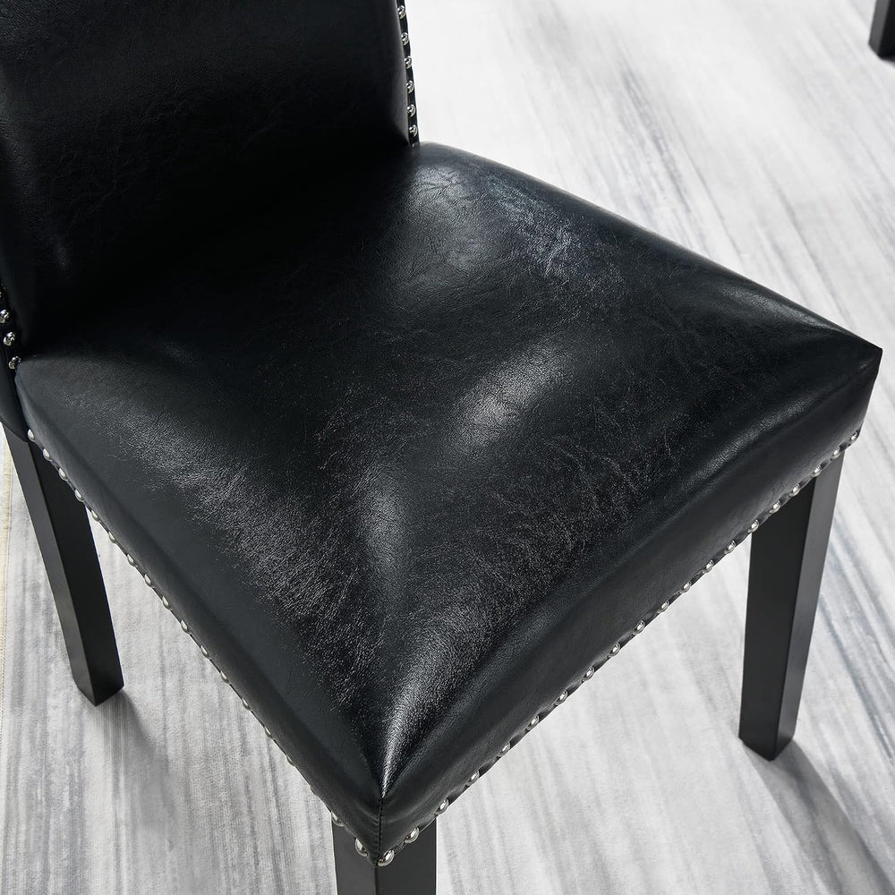 LEEMTORIG Set of 4 Upholstered Parsons Dining Chairs, Faux Leather Dining Roo...