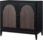 Sango Arch 2-Door Accent Cabinet, Modern Black & Brown Storage Cabinet with Elegant Arched Doors, Adjustable Shelf, Sturdy Wooden Legs, Stylish Furniture for Living Room or Office Room