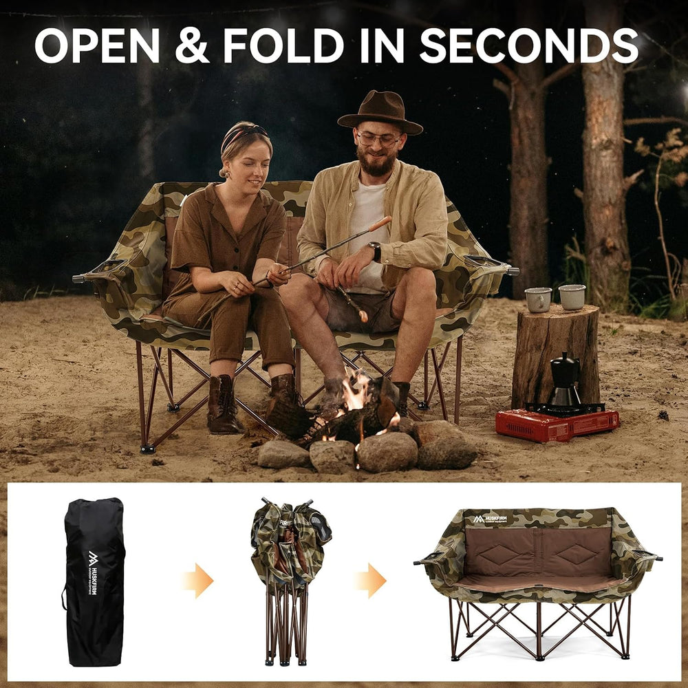 Double Camping Chairs Oversized Loveseat - 2 Person Camping Chair Portable La...
