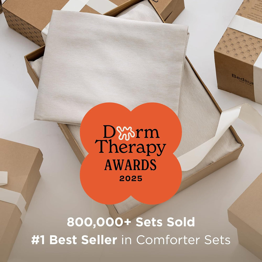 Bedsure Full Size Comforter Set, Soft Beige Cationic Dyed Bed Set 3 Pieces