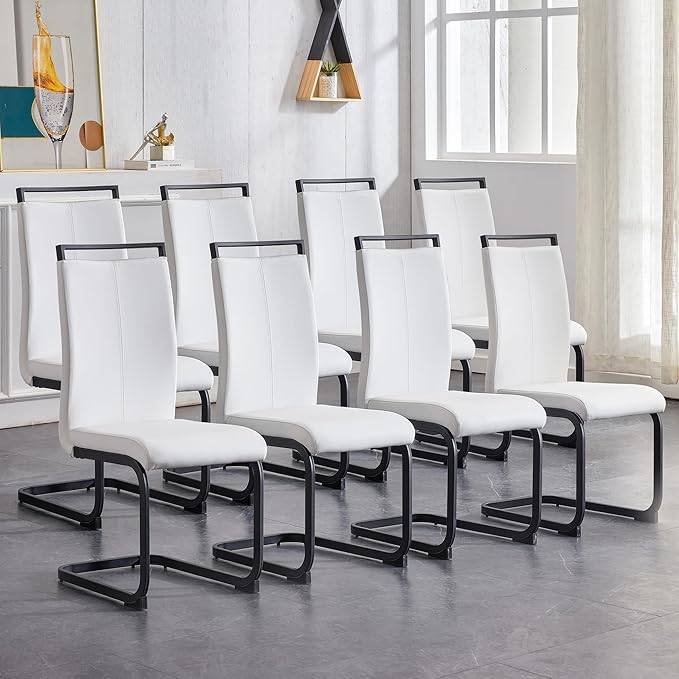 AZmac Modern Leather Dining Chairs Set of 8,Armless Kitchen Chairs,Dining Roo...