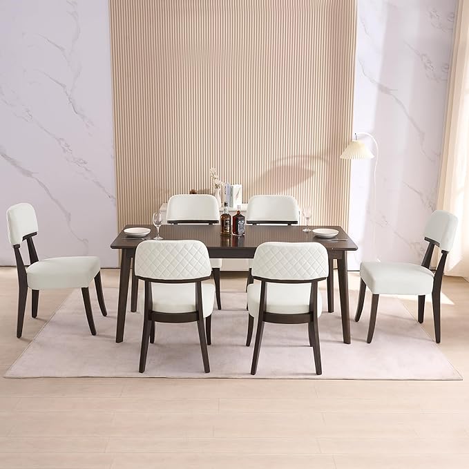 Modern Wood Dining Chairs Set of 4, Velvet Upholstered Kitchen Chairs with Op...
