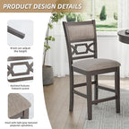 Signature Design by Ashley Wrenning Classic Upholstered Counter Height Dining Table and 4 Bar Stools with Storage, Set of 5, Gray & Light Gray