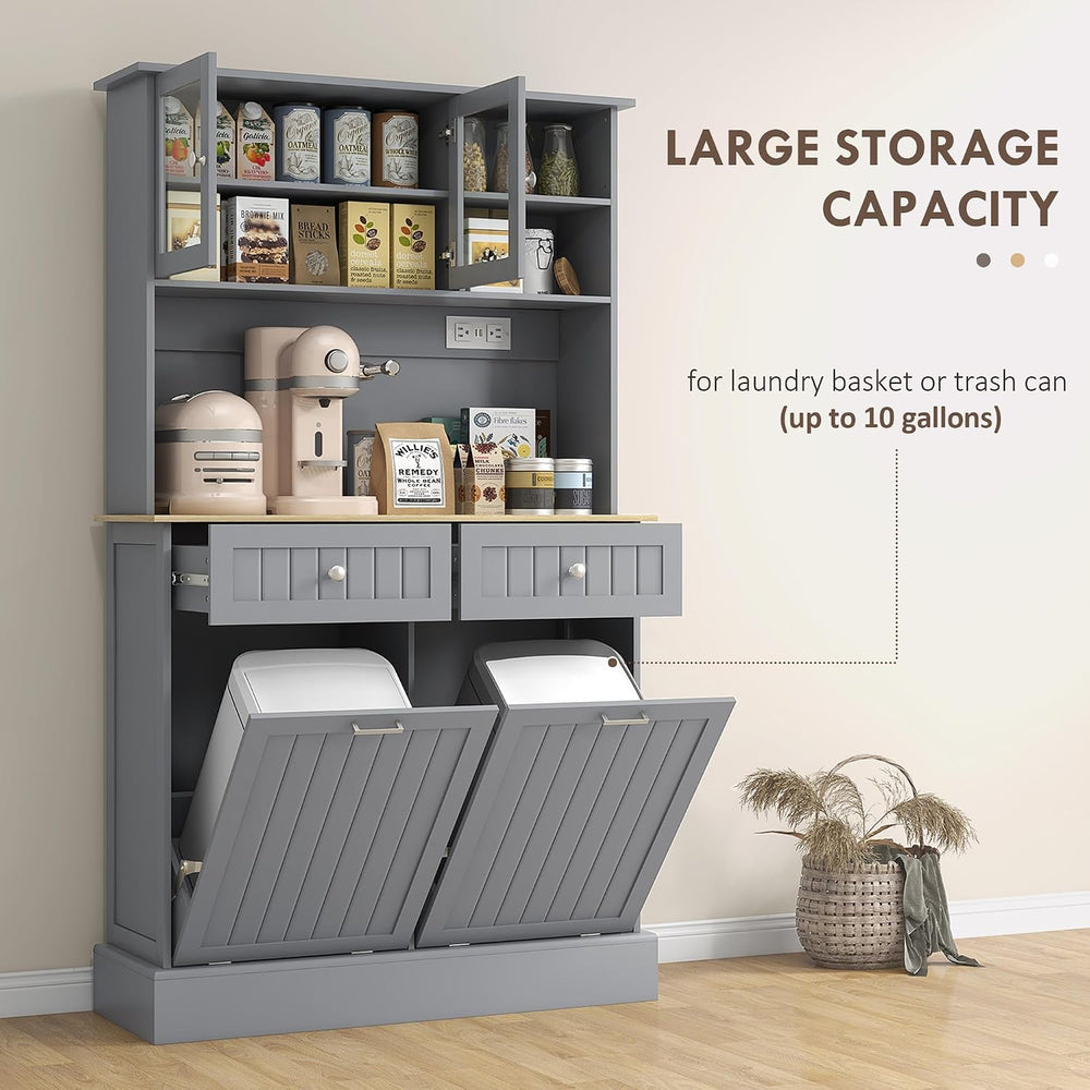 39.4" D*13.8" W*67.7" H Freestanding Kitchen Pantry with 2 Dra...