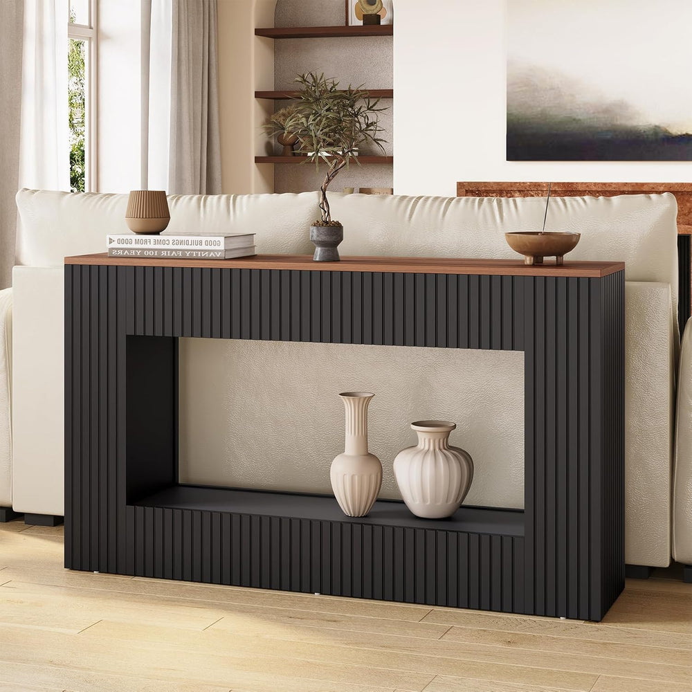 LITTLE TREE Black Console Table for Entryway, 55 Inch Long Narrow Farmhouse S...