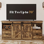 YESHOMY TV Stand for Televisions up to 65 Inchs, with Sliding Barn Doors and 4 Storage Drawers, Console Table and Media Furniture for Living Room, 58 Inch, Barnwood