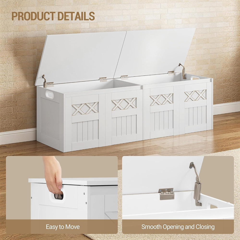 Hzuaneri 59" Modern Farmhouse Storage Chest and Bench | 70 Gal | 330lb S...