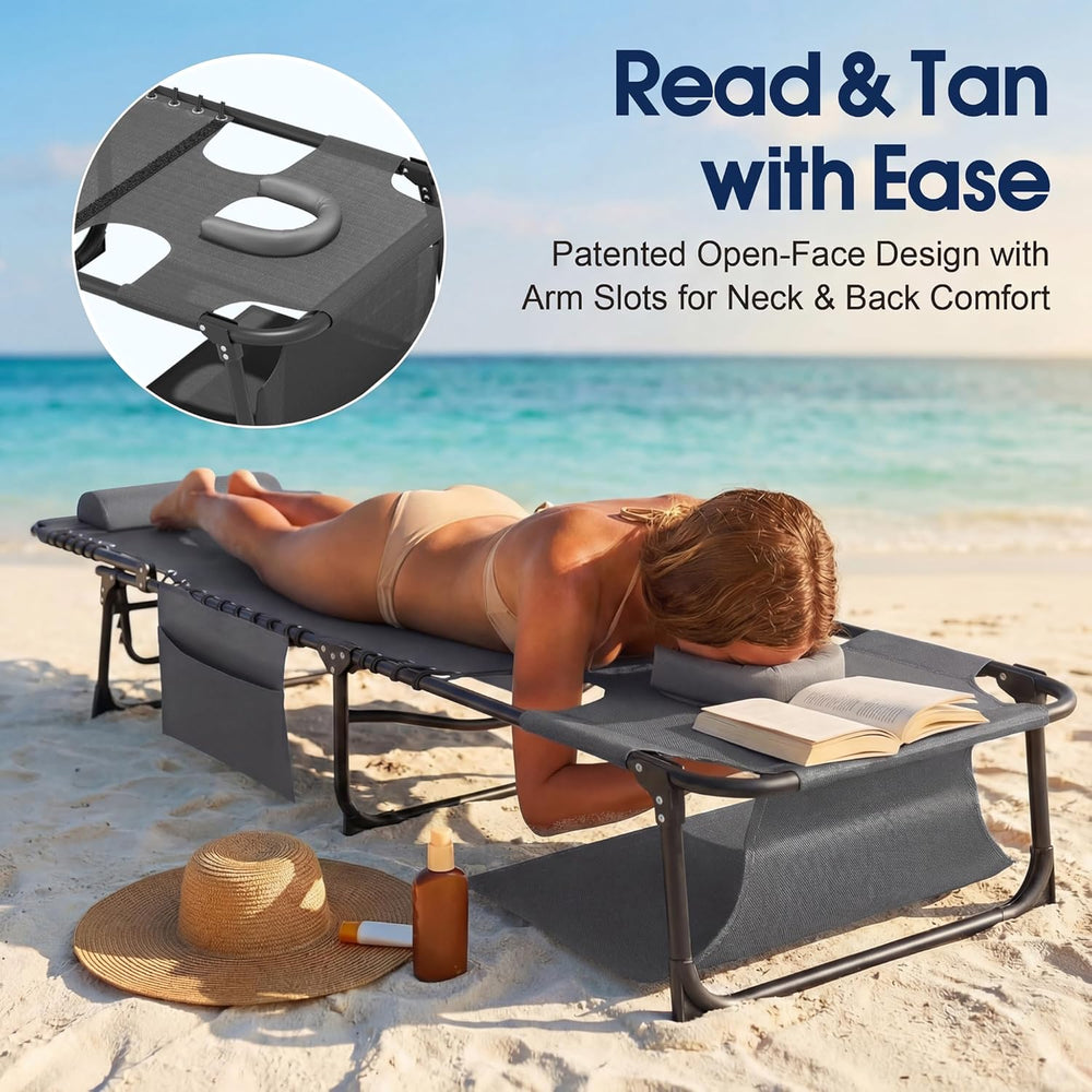 Flamaker Oversize Face Down Chaise Lounge Chair | 27 Inch Wide Foldable Outdo...