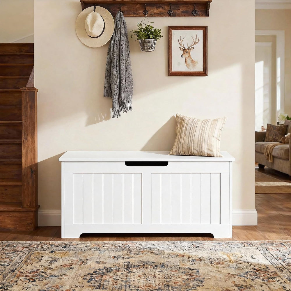 SUPER DEAL Storage Chest, 39 inches Chest Box Organizer with 2 Safety Hinges,...