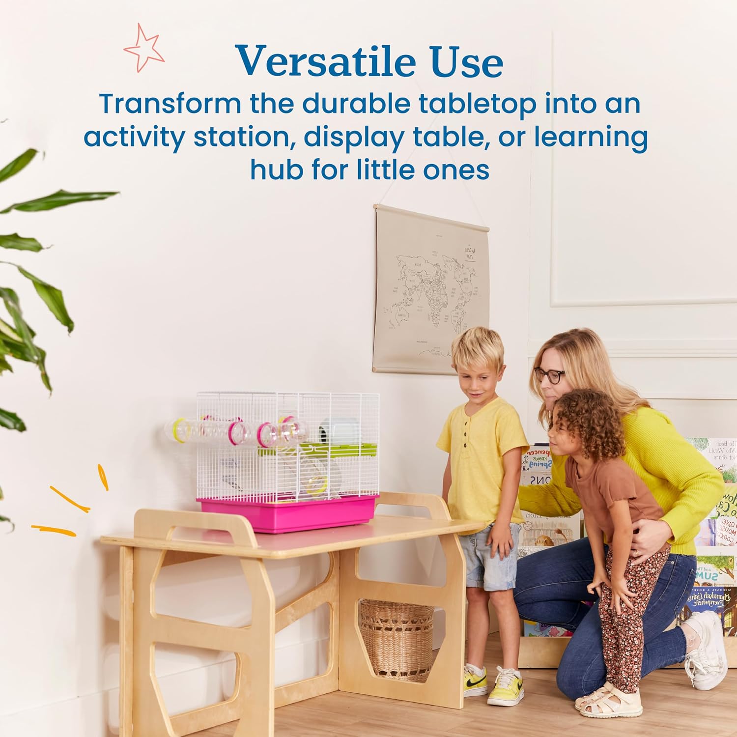 ECR4Kids Wooden StudyStation Student Writing Desk, Montessori Furniture, Natural
