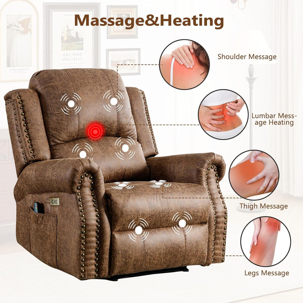 HAOMARKETS 3-Piece Power Reclining Sofa Set with Rivets, Included Electric Ma...