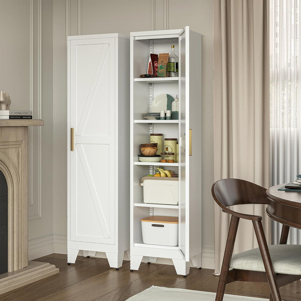 LCAOPC 67" Tall Narrow Bathroom Metal Storage Cabinet with 4 Adjustable ...